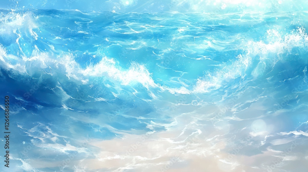 Obraz premium Calming Ocean Waves with Clear Blue Water and Soft White Foam