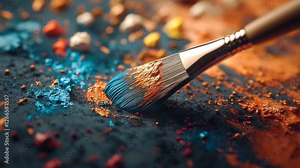Fototapeta premium Color palette with paint brush, a perfect picture