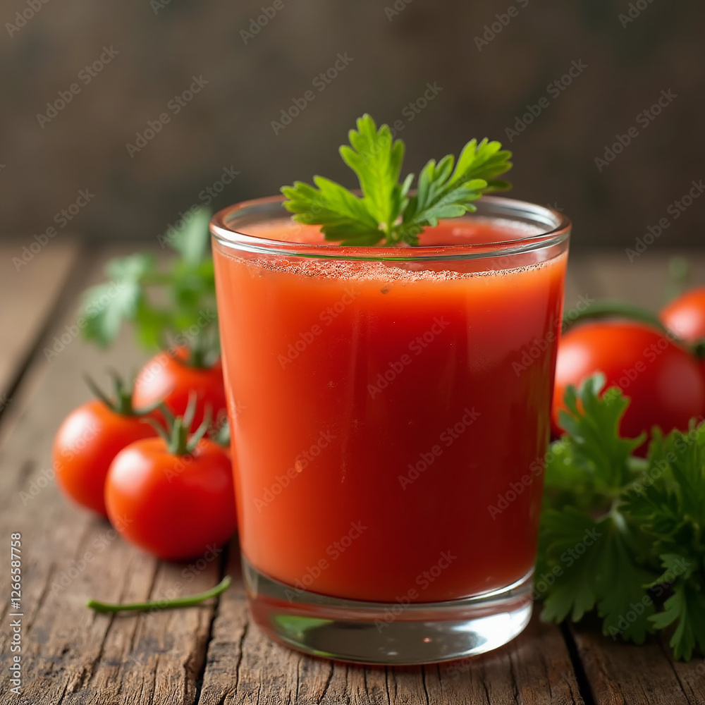 Fresh tomato juice on a wooden rustic background. Fresh tomato juice on a wooden rustic background.