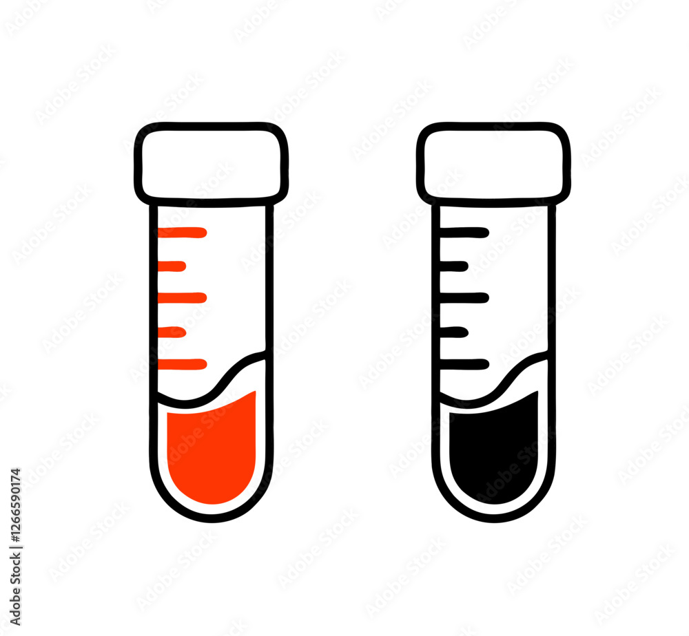 Laboratory test tubes with red and black liquid samples, colors adjustable Laboratory test tubes with red and black liquid samples, colors adjustable