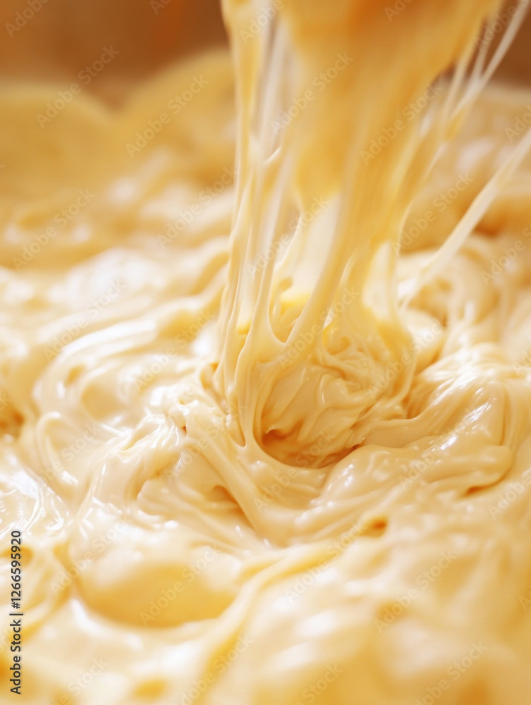 Close-up of a bowl of mac and cheese being stirred Close-up of a bowl of mac and cheese being stirred