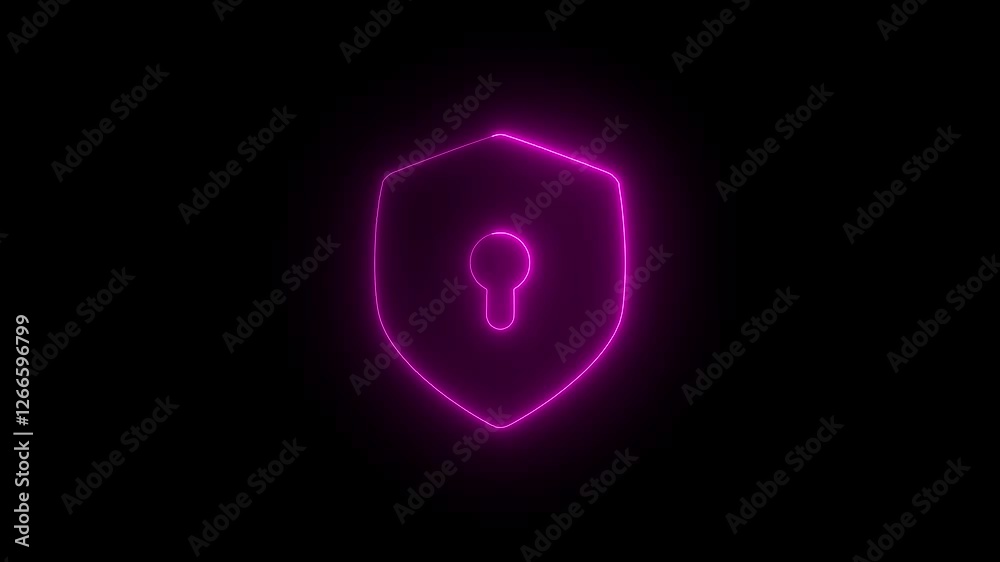 glowing neon lock setting animation icon security privacy password protection safety animated on black background glowing neon lock setting animation icon security privacy password protection safety animated on black background