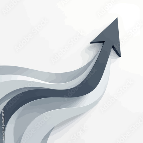 Wavy arrow pointing upward on white background