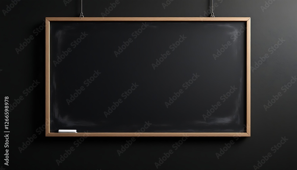 Hanging Chalkboard with Chalk Against Dark Wall for Educational Use Hanging Chalkboard with Chalk Against Dark Wall for Educational Use