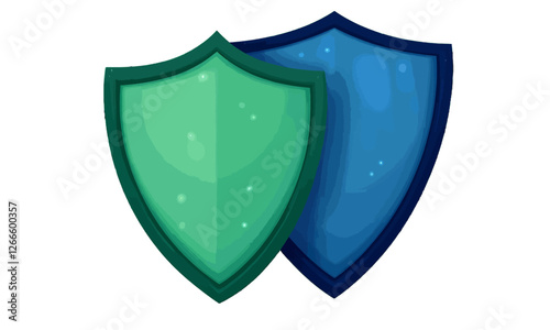 Shields in Green and Blue with Transparent Background