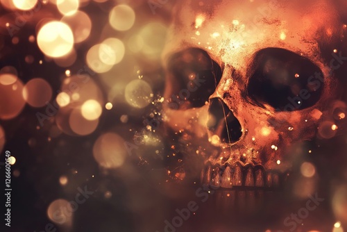 Creepy Halloween day illustration with bokeh effect and blurred background. A first-class illustration for banners, posters, greetings and Halloween celebrations photo