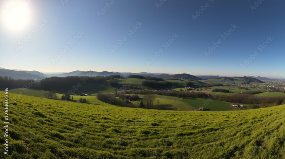 Obraz premium A low-key, high-contrast panorama of Romania's sunny springtime