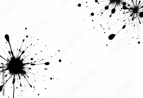 Monochrome Black Ink Splatter Frame on White