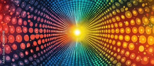 A colorful, abstract design with many dots of different colors. Generative AI