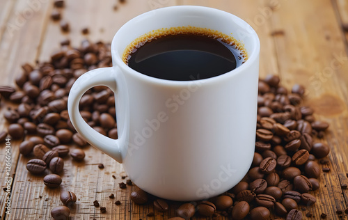cup of black coffee with beans