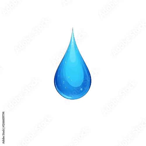 Blue Water Drop with Transparent Background