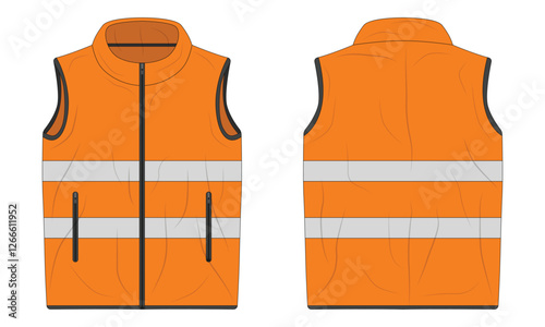 Orange hi vis vest mockup front and back view