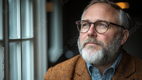 Contemplative Gaze: A Portrait of a Man by the Window