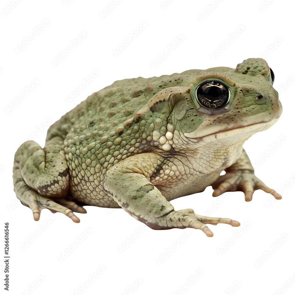 Obraz premium Green Toad Posing Against Black Background