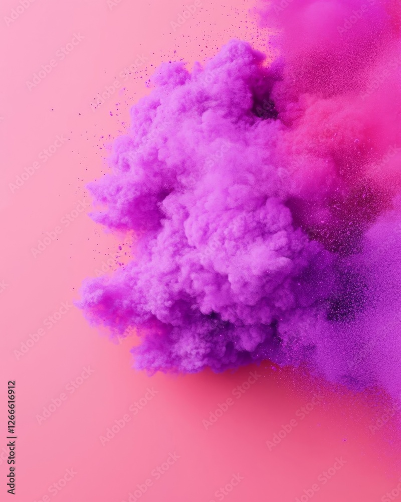 Fototapeta premium Vibrant pink and purple powder bursts, creating a striking visual effect.
