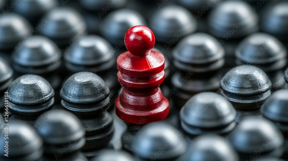 One Red Piece Among Many Gray Pieces, a Metaphor for Standing Out, Uniqueness, and Leadership One Red Piece Among Many Gray Pieces, a Metaphor for Standing Out, Uniqueness, and Leadership