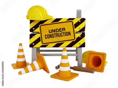 Under construction on transparent background