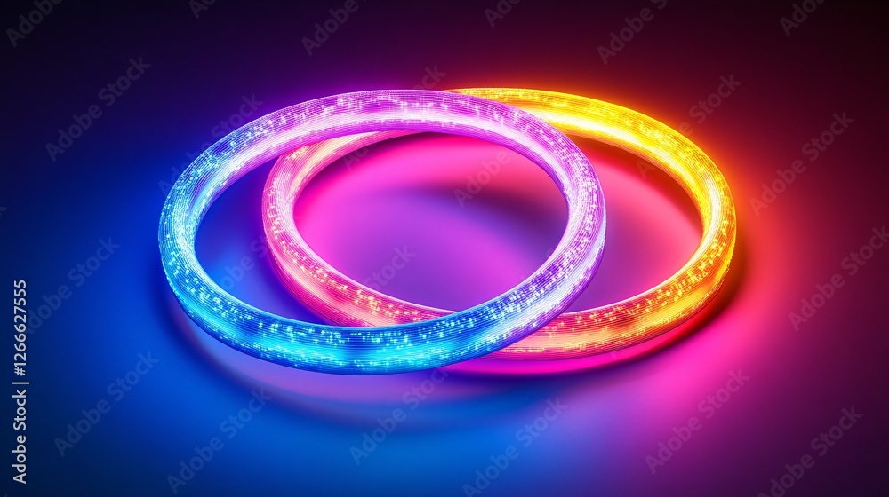 Colorful Light Circles with Sparkles on Dark Background Colorful Light Circles with Sparkles on Dark Background