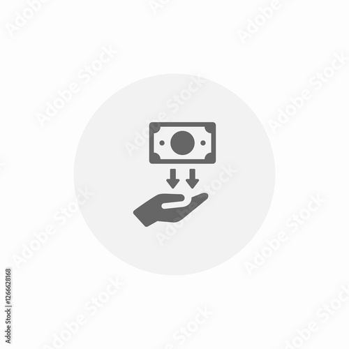 banknote receive icon sign vector