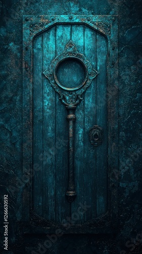 Wallpaper Mural Antique key and ornate door on textured wall, fantasy concept Torontodigital.ca