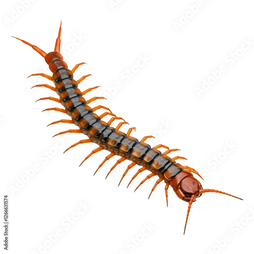Magnificent Centipede Isolated on Black Background