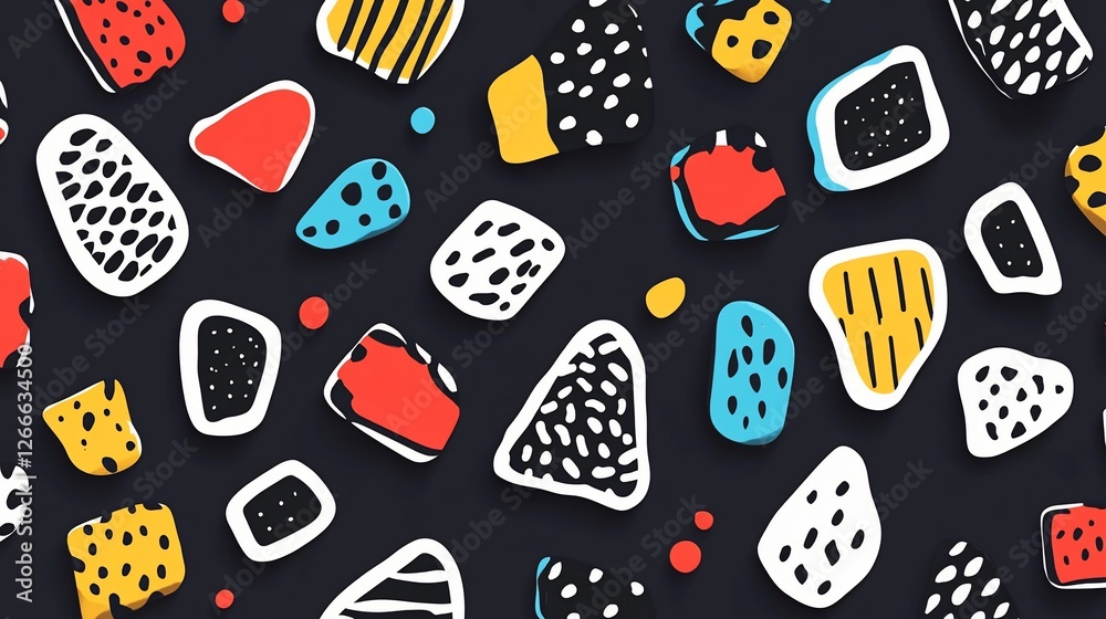 Abstract Colorful Pattern: Geometric Shapes and Doodle Design Abstract Colorful Pattern: Geometric Shapes and Doodle Design