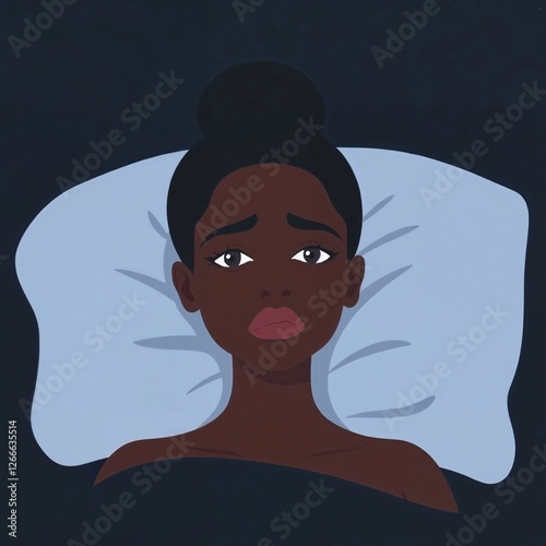 Worried Black Lady Trying to Sleep