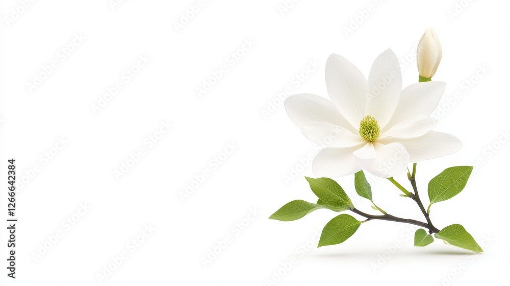 Exquisite white flower in bloom, a captivating closeup of nature's delicate beauty Exquisite white flower in bloom, a captivating closeup of nature's delicate beauty