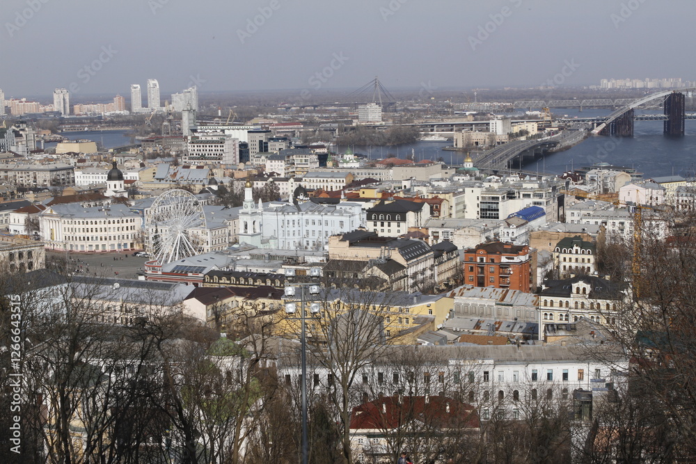Obraz premium Kyiv. Podil. Dnipro river.