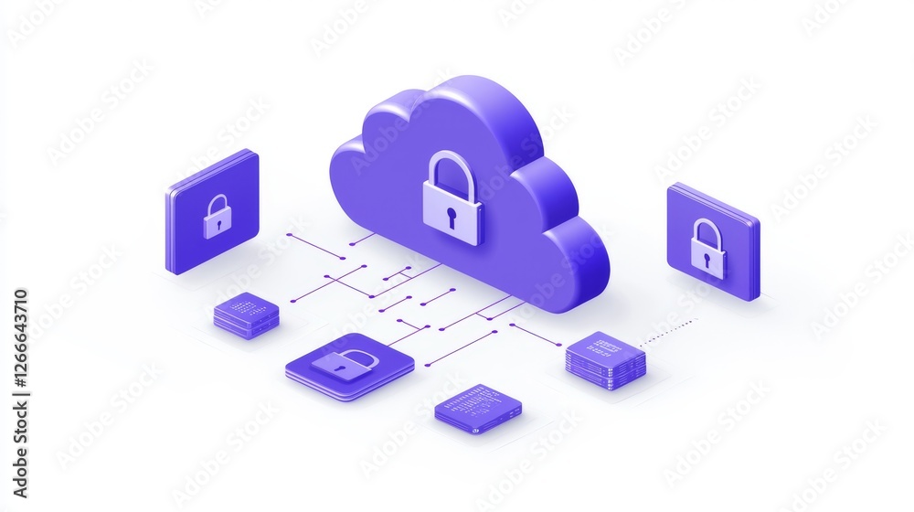 Obraz premium Enhanced cloud security, protecting your data with advanced lock and device integration for secure access control