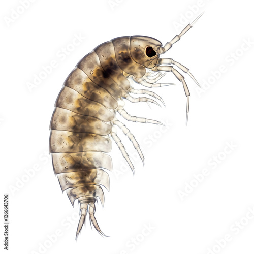 Microscopic Aquatic Isopod Dorsal View