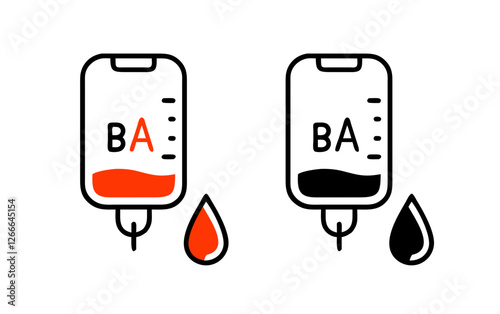 Blood group symbols "A" and "B" on blood bags for donation awareness 