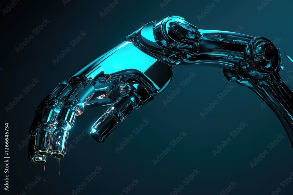 A futuristic robotic arm, sleek and metallic, delicately holds and releases small cylindrical objects, showcasing advanced mechanics. A futuristic robotic arm, sleek and metallic, delicately holds and releases small cylindrical objects, showcasing advanced mechanics.