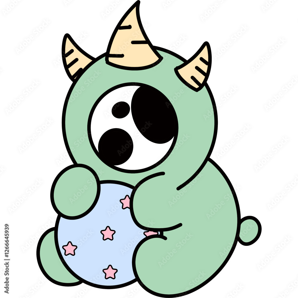 Fototapeta premium Colors and outlines Alien and monster on the space 