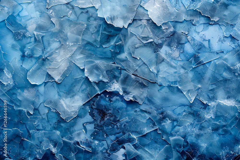 Obraz premium Blue cracked ice texture abstract background