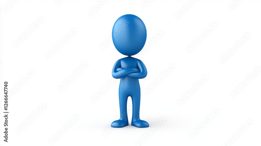 Blue figure stands with arms crossed, a portrait of confidence and strength Blue figure stands with arms crossed, a portrait of confidence and strength