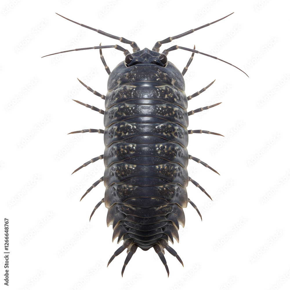 A Detailed View of a Grey-Speckled Isopod A Detailed View of a Grey-Speckled Isopod