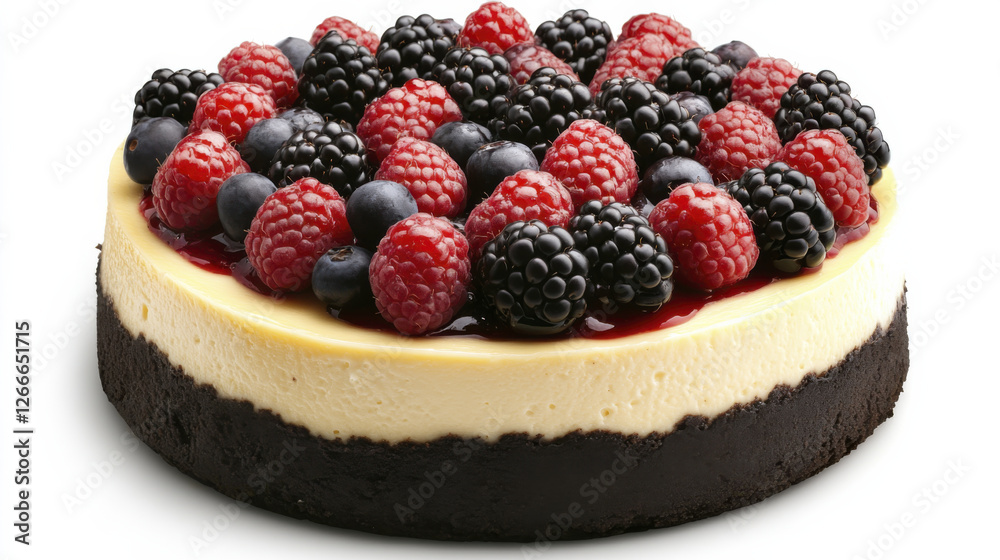 Delicious cheesecake topped with fresh raspberries, blackberries, and blueberries, perfect for dessert lovers Delicious cheesecake topped with fresh raspberries, blackberries, and blueberries, perfect for dessert lovers