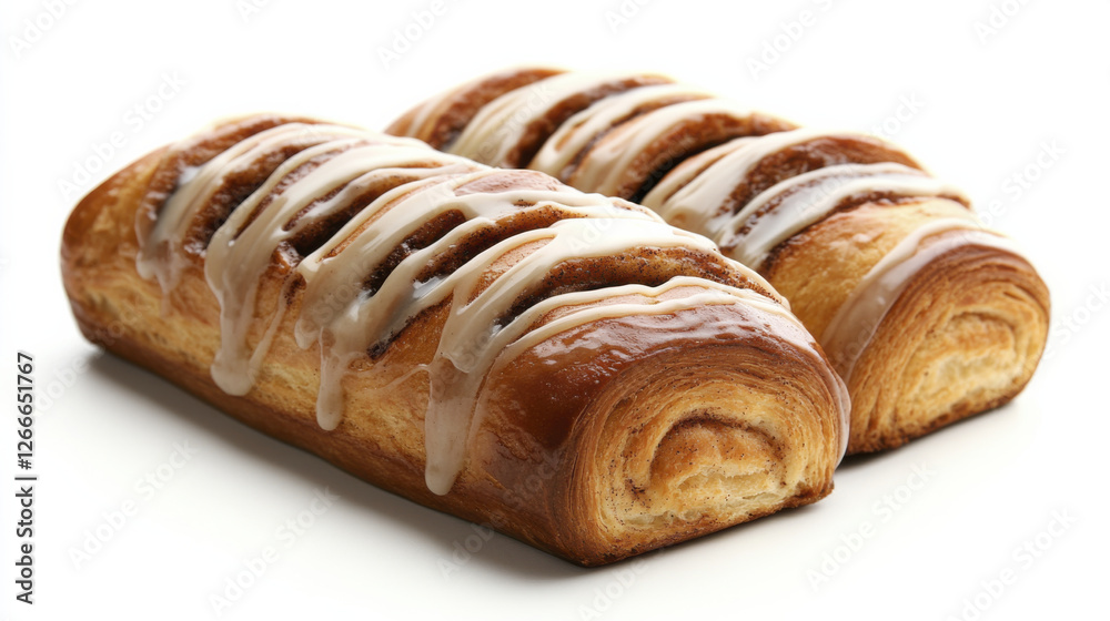 Freshly baked sweet bread loaves with creamy icing, perfect for dessert Freshly baked sweet bread loaves with creamy icing, perfect for dessert
