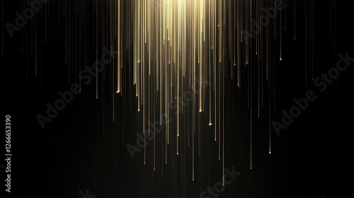 Golden lights are shining. Golden background with shiny stars and rays. abstract background