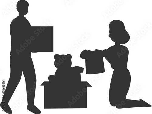 People volunteers and donations Silhouette