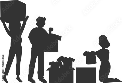 People volunteers and donations Silhouette
