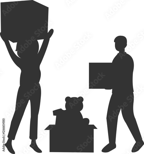 People volunteers and donations Silhouette