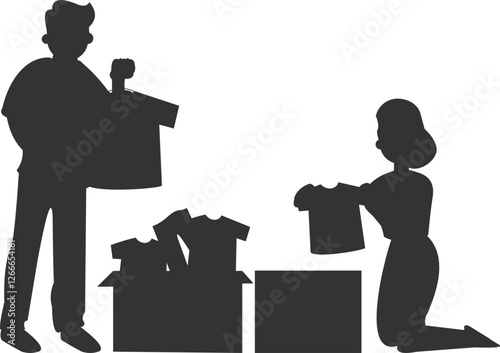 People volunteers and donations Silhouette