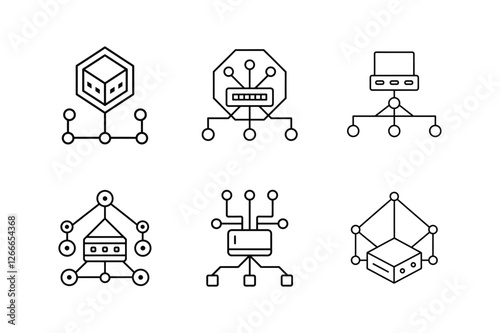 network switch line art vector illustration