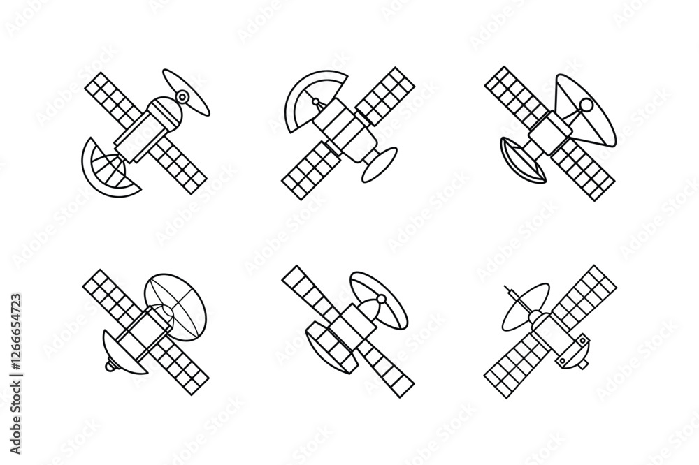 satellite icon line art vector illustration satellite icon line art vector illustration