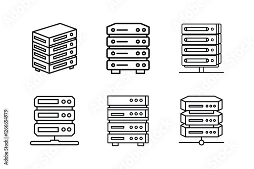 server rack icon line art vector illustration