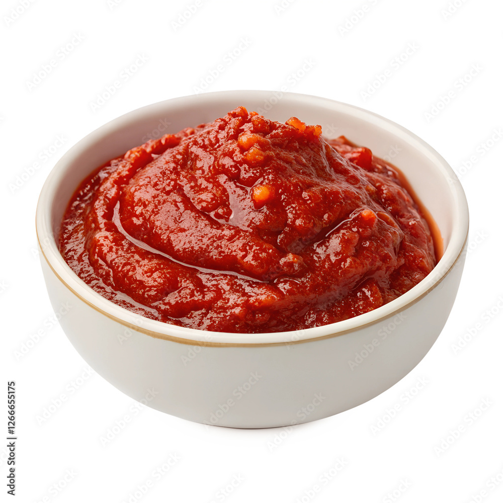 gochujang in a Beige ceramic bowl, isolated on transparent background gochujang in a Beige ceramic bowl, isolated on transparent background