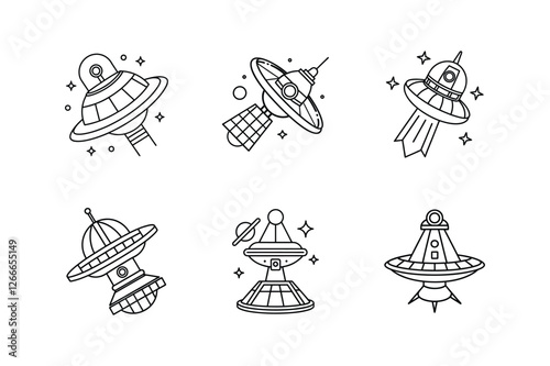 space probe line art vector illustration