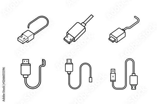 usb c adapter icon line art vector illustration